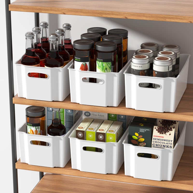 Hommp 4-Pack Open Plastic Organizer Bin, Pantry Organizers and Storage Baskets, White - Image 4